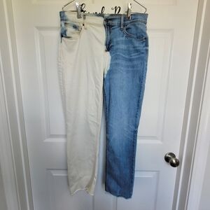 Old Navy Jeans 90s Power Jean 8 Perfect Straight Ankle Bleached Leg Quirky Fun
